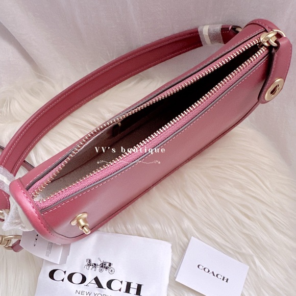 NWT Coach Swinger Bag Glovetanned Leather Rouge Fuschia Dk Pink C0638 - Picture 8 of 10